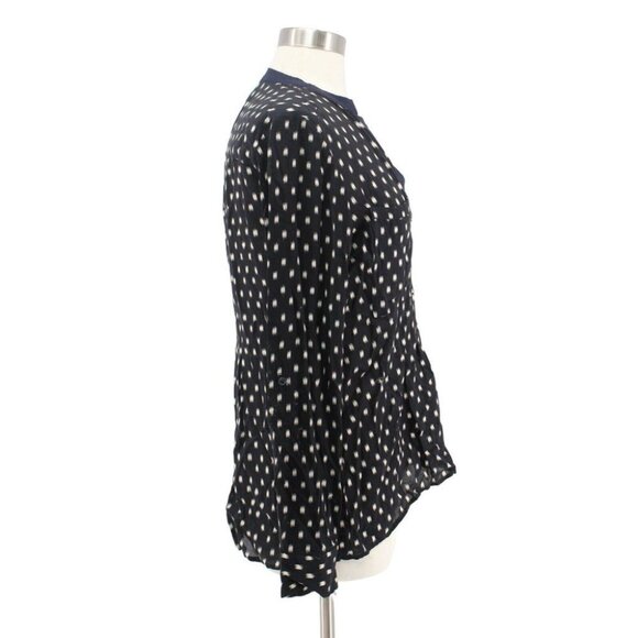 Anthropolgie Vanessa Virginia Blue White Half Button Down Shirt Size 8 - Picture 3 of 5